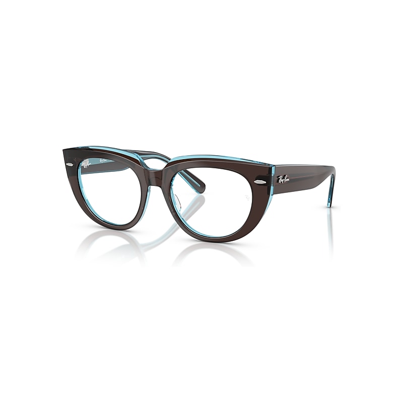 Ray-Ban Women's Brown On Transparent Blue Square Acetate Eyeglasses Online - Full Rim - Rb5586 - Image 3