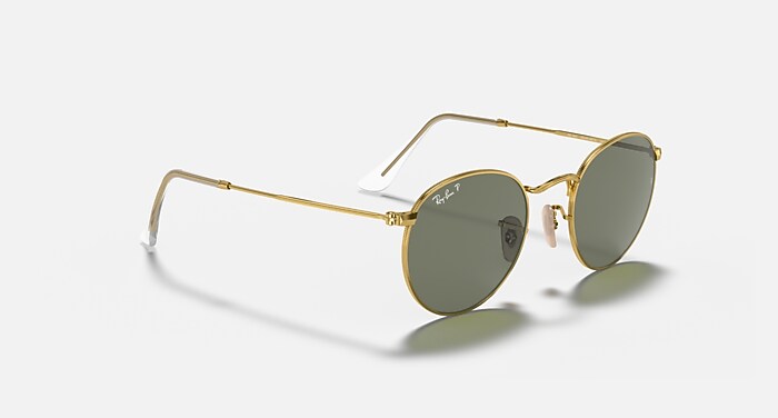 ROUND METAL Sunglasses in Arista Gold and G-15 Green Polarized