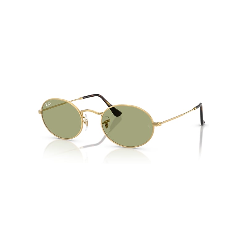 Ray-Ban Unisex Sunglass Oval Metal Summer Capsule - Frame color: Arista Gold, Lens color: Bottle Green - Image 7