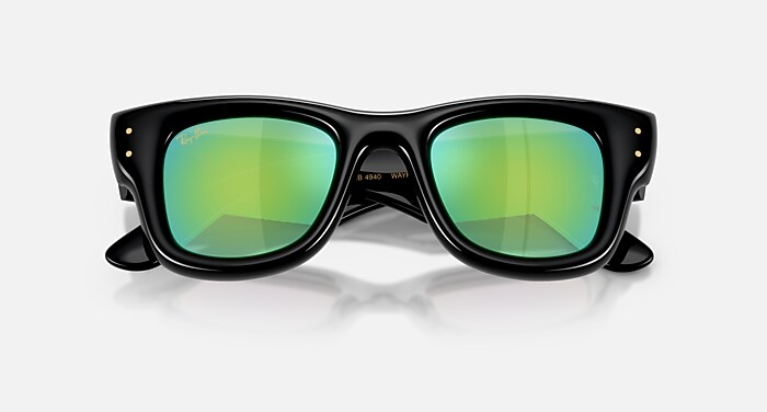 WAYFARER PUFFER サングラス ブラック と グリーンミラーグリーン632