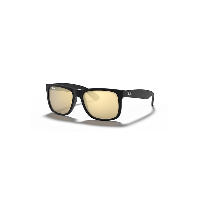 Ray-Ban Sunglasses Men's Justin Color Mix - Black Frame Gold Lenses 54-16, RB4165