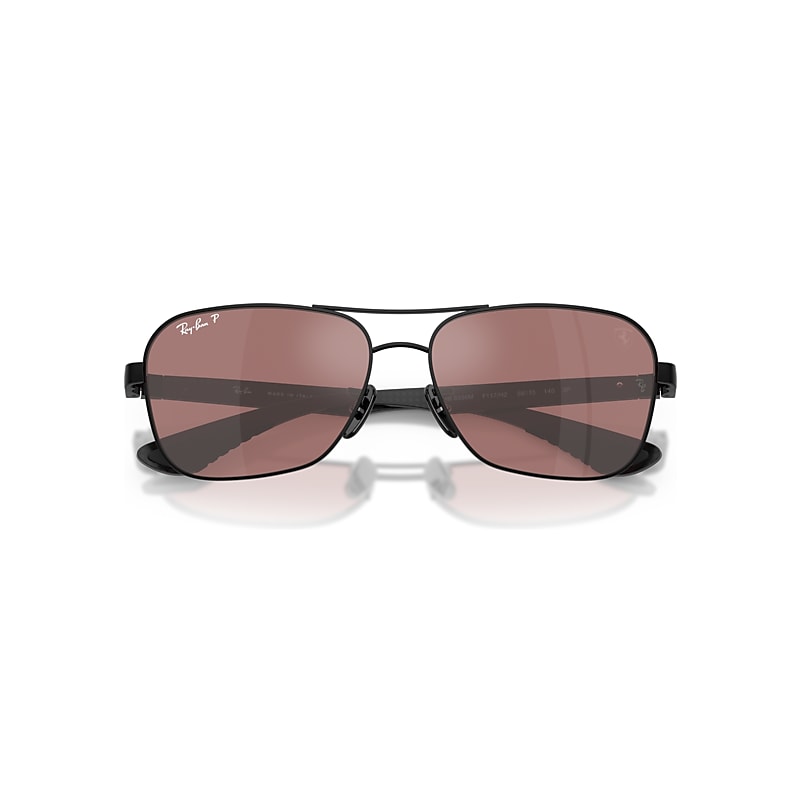 Ray-Ban Rb8336m Scuderia Ferrari Collection Polarized+ Lenses Sunglasses Dark Carbon Frame Violet Lenses Polarized 58-15