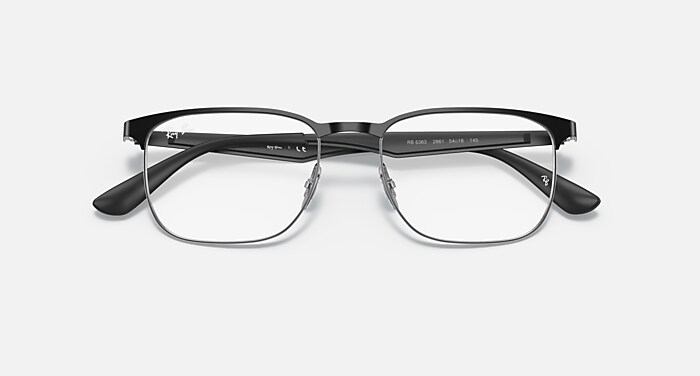 RB6363 OPTICS Polarized Eyeglasses with Black On Silver and Clear