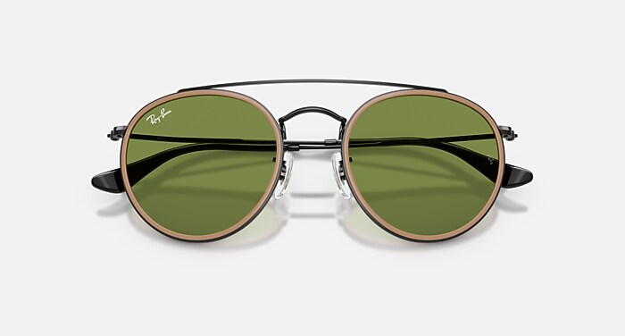 ROUND DOUBLE BRIDGE Sunglasses in Black and Green - RB3647N | Ray