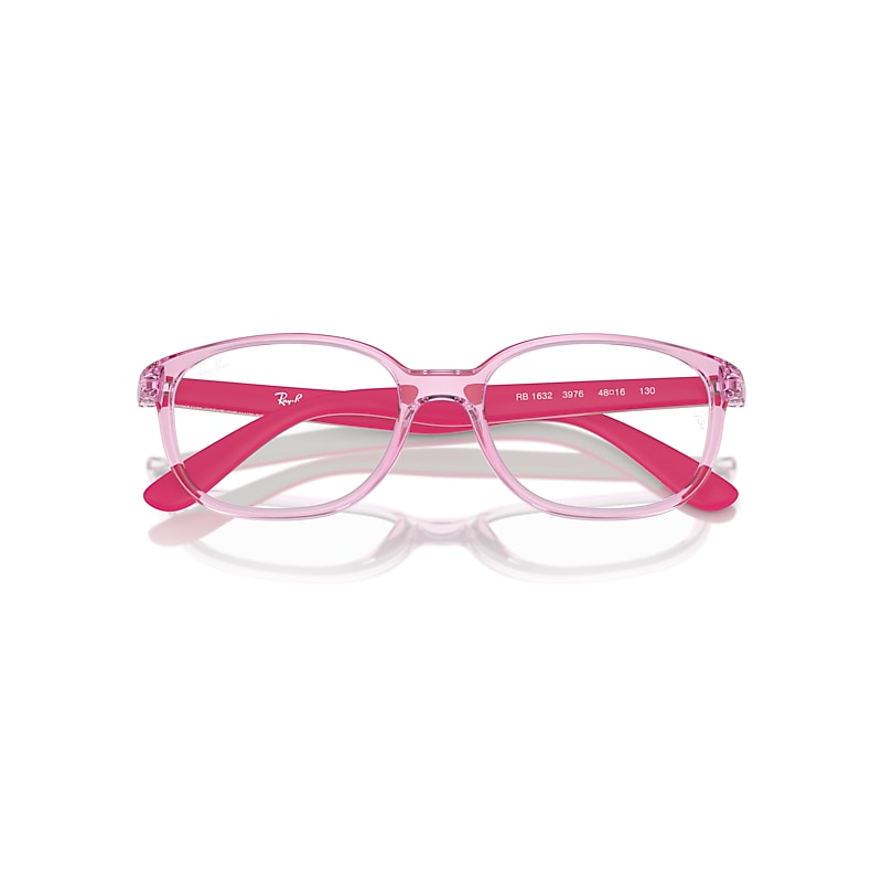 Ray-Ban Rb1632 Optics Kids Bio-based Eyeglasses Grey On Fuchsia Frame Clear Lenses 48-16
