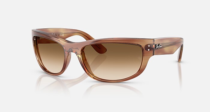 Ray-Ban BALORAMA サングラス ブラウン系マーブル柄 べっこう柄 MEGA BALORAMA Sunglasses in Striped Brown and Clear Gradient Brown