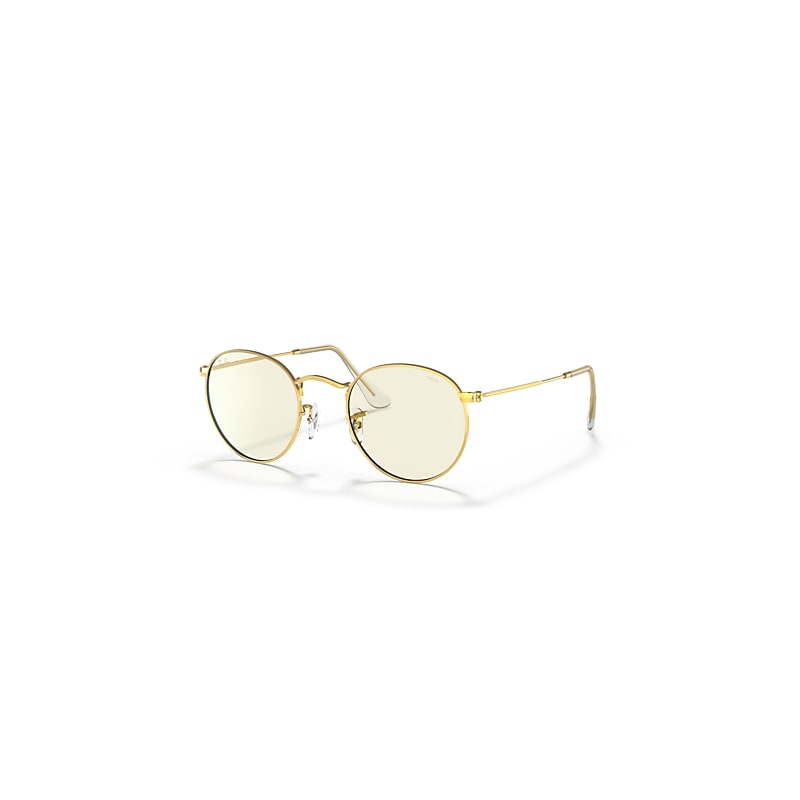 Ray-Ban Sunglasses Men's Round Blue-Violet Light Clear Evolve - Gold Frame Clear Lenses 53-21, RB3447
