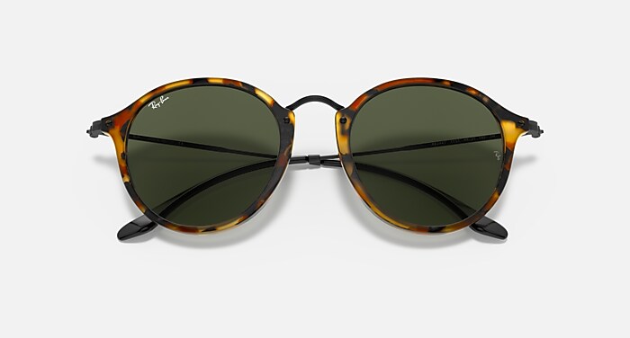 Ray-Ban RB2447 サングラス ブラック ROUND FLECK Sunglasses in Black Havana and G-15 Green - RB2447