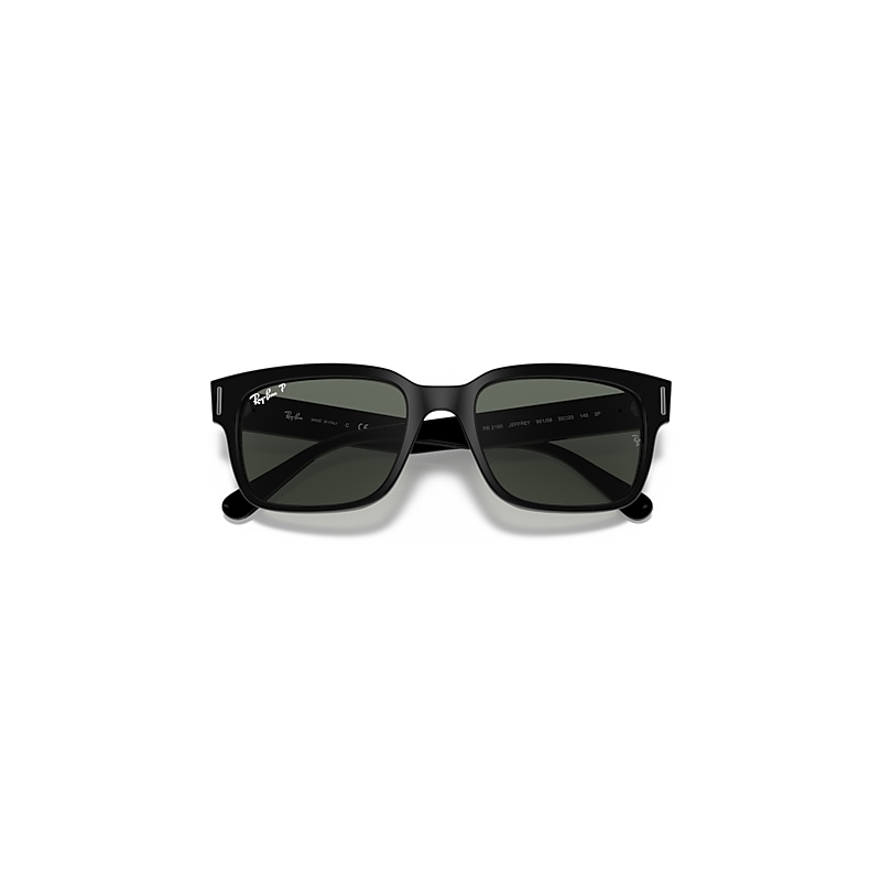 JEFFREY Sunglasses in Black and G-15 Green Polarized - RB2190