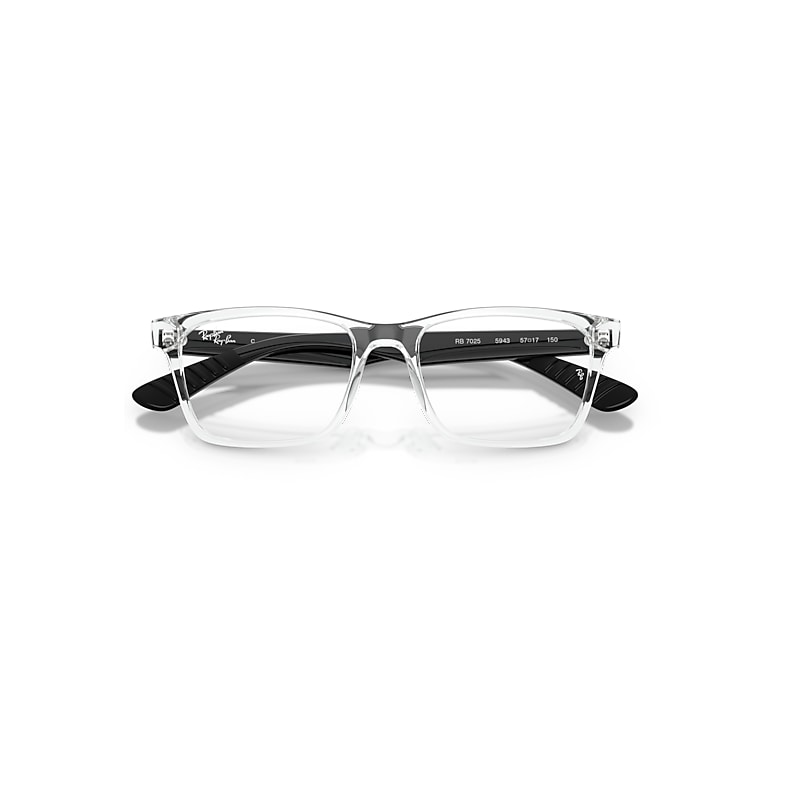 Ray-Ban Rb7025 Optics Optical Black Frame Clear Lenses Polarized 53-17