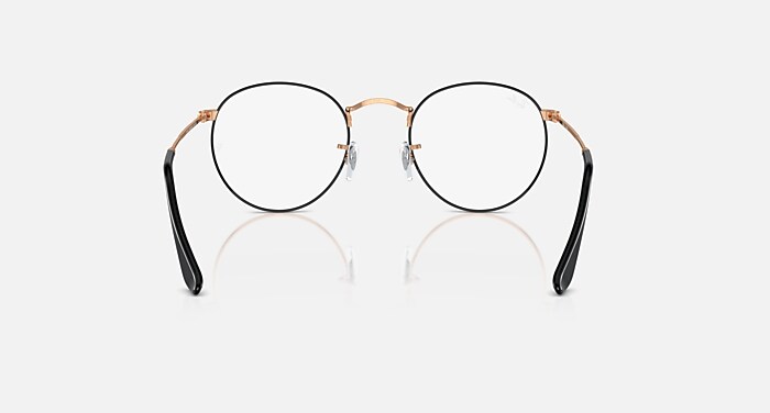 ROUND METAL OPTICS メガネ Black On Rose Gold と クリア (50-21