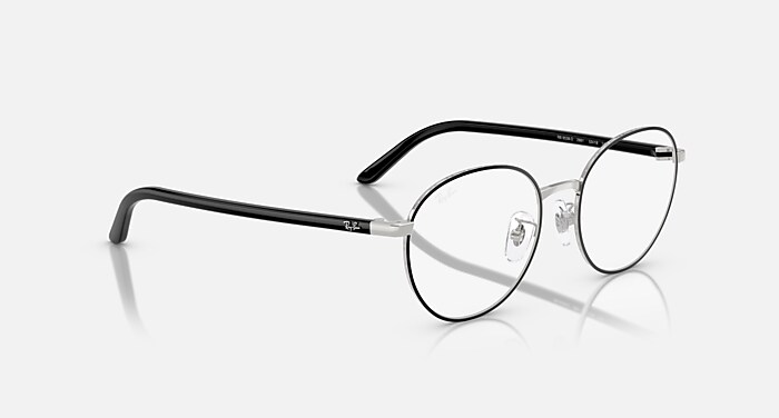 RB6538D OPTICS メガネ シルバー上にブラック と クリア (53-18