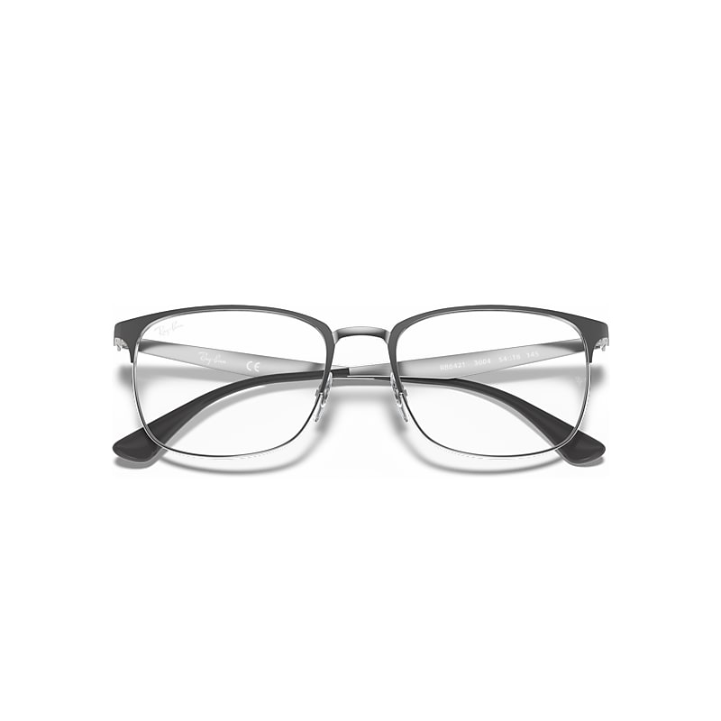 Ray-Ban Rb6421 Optics Eyeglasses Grey On Silver Frame Clear Lenses Polarized 56-18