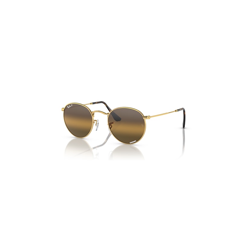 Ray-Ban Sunglasses Men's Round Metal Polarized+ Lenses - Arista Gold Frame Brown Lenses Polarized 53-21, RB3447