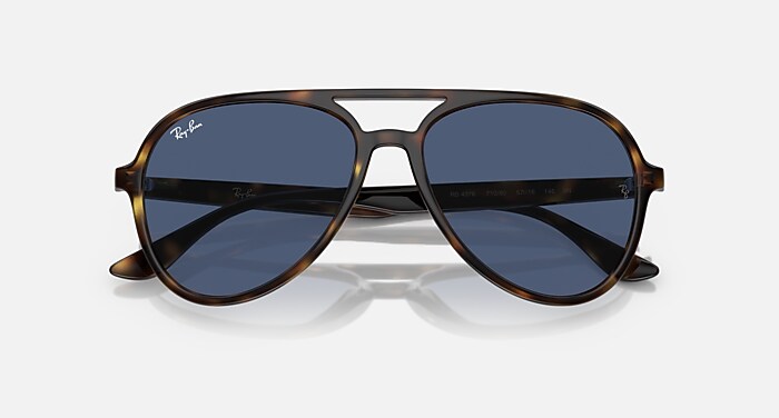 Rb4376 Sunglasses in Havana Frame and Dark Blue Lenses (57-16