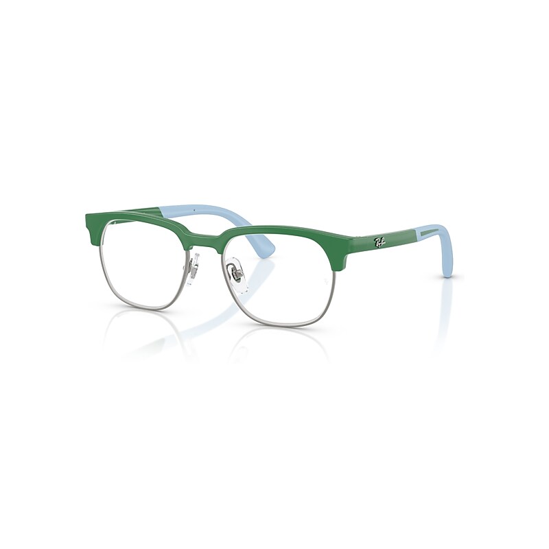 Ray-Ban Eyeglasses Unisex Rb1641 Optics Kids Bio-based - Green On Rubber Light Blue Frame Clear Lenses Polarized 46-17