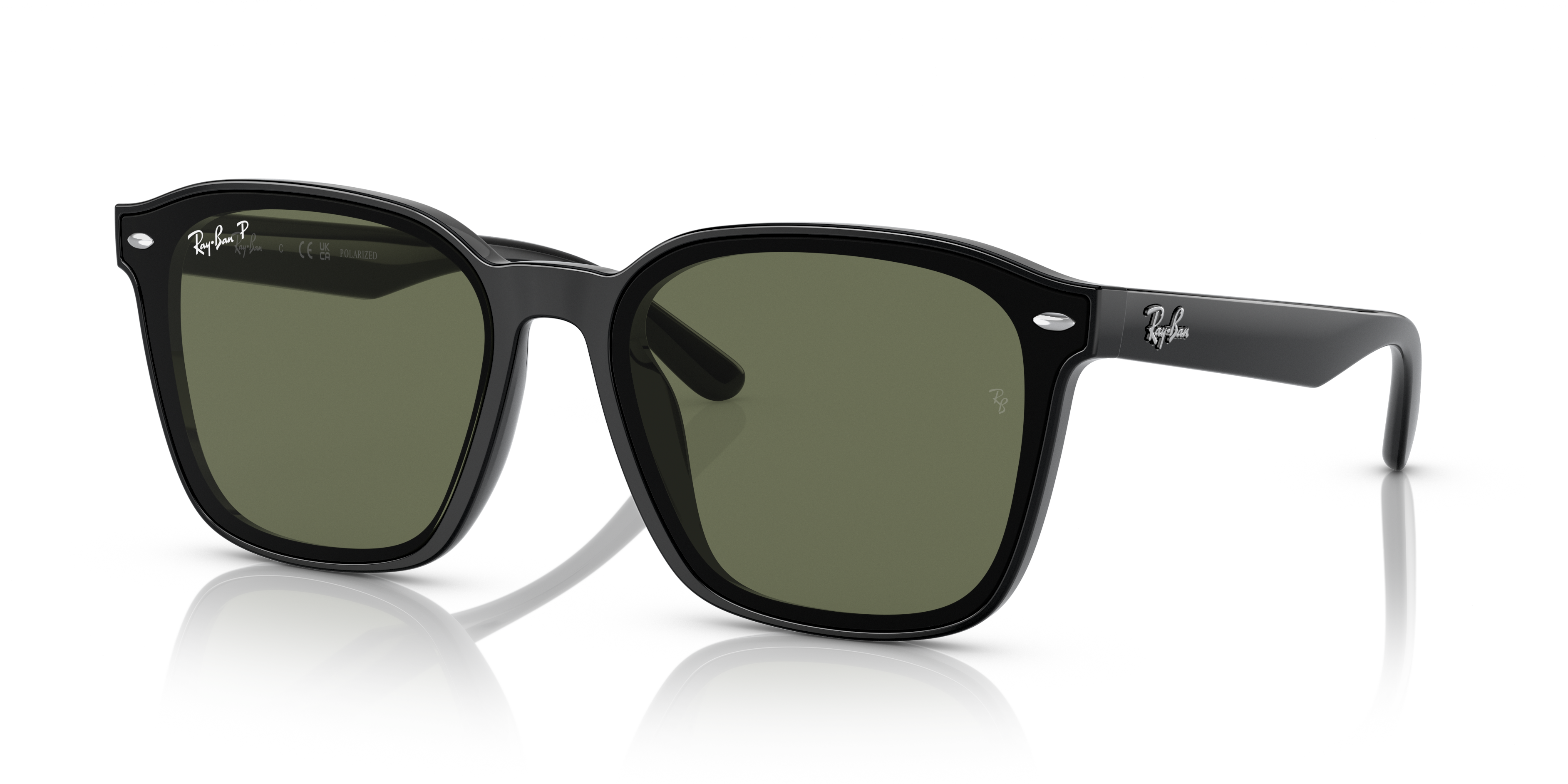 Ray-Ban 4392Dケース付き RB4392D Sunglasses in Black and Dark Green Polarized - RB4392D