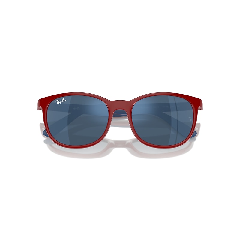 Ray-Ban Rb9079s Kids Bio-based Sunglasses Red On Blue Frame Blue Lenses 49-16
