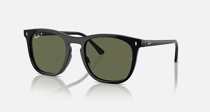RB2210 Polarized Sunglasses in Black and Green Polarized (53-21