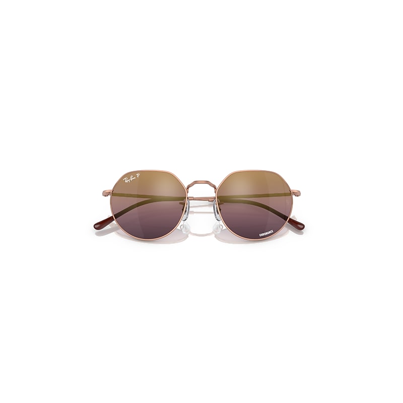 Ray-Ban Jack Polarized+ Lenses Sunglasses Rose Gold Frame Red Lenses Polarized 53-20