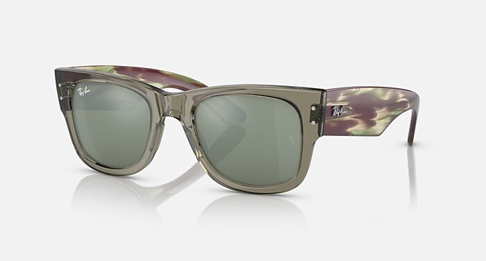 MEGA WAYFARER Sunglasses in Transparent Green and Silver (52-21