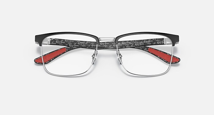 RB8421 OPTICS Polarized Eyeglasses with Black On Silver and Clear