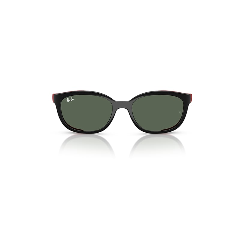 Ray-Ban Rb1632 Clip-on Kids Bio-based - Monture Noir Sur Caoutchouc Rouge Verres Vert 48-16