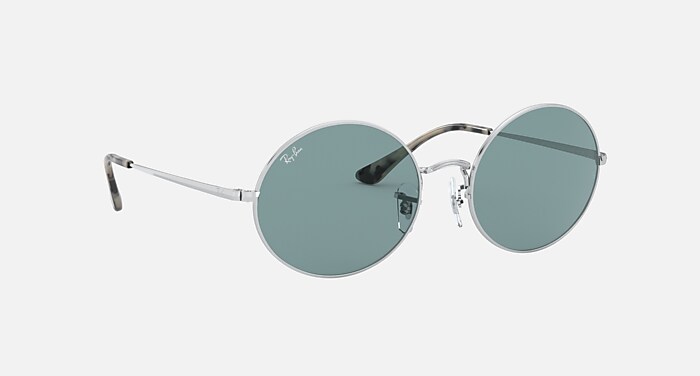 OVAL 1970 Sunglasses in Silver and Blue Classic (54-19) - RB1970