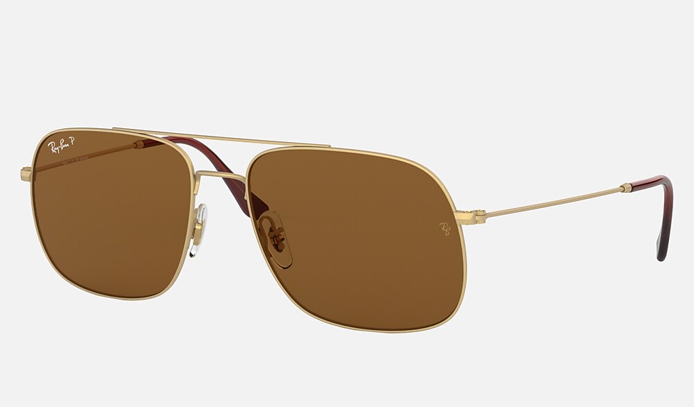 サングラス(Ray-Ban) ANDREA ポラライズド（偏光） サングラス ゴールド と ダークブラウン