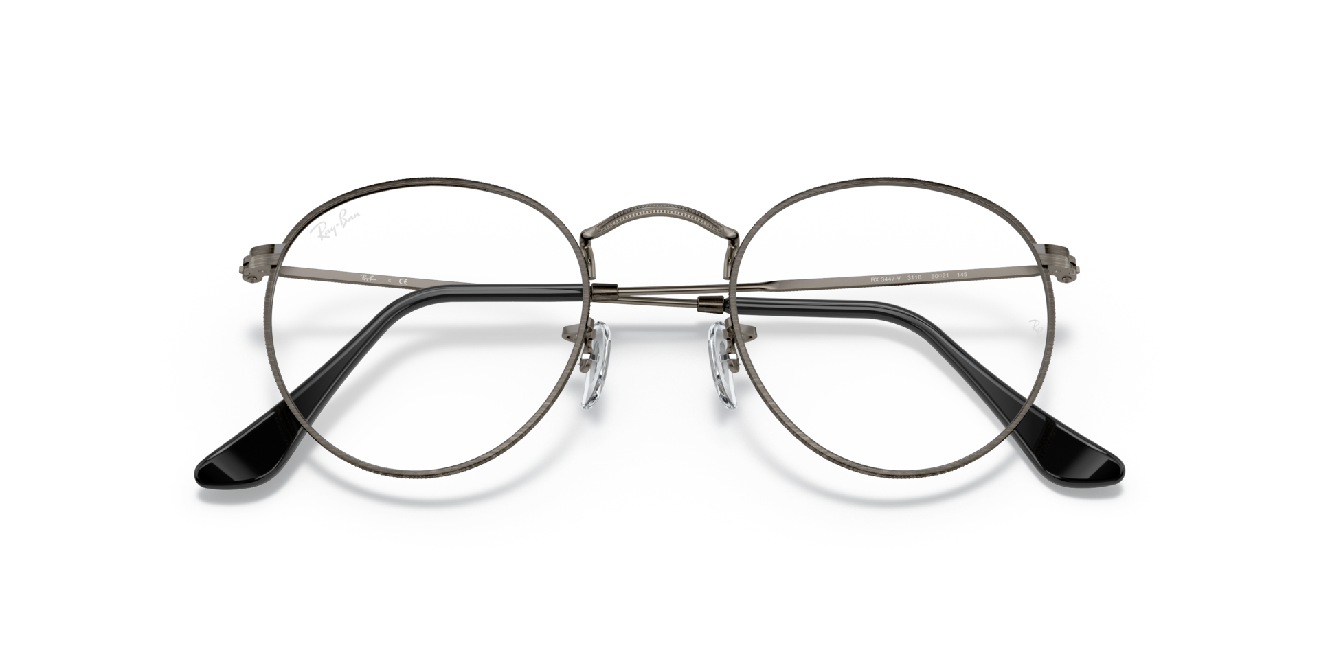 Ray-Ban Round Metal Optics Eyeglasses Gunmetal Frame Clear Lenses 50-21 147$