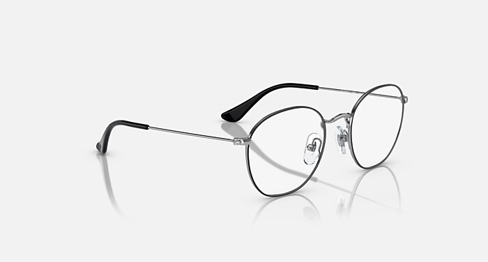ROB OPTICS KIDS メガネ シルバー上にブラック と クリア (48-19