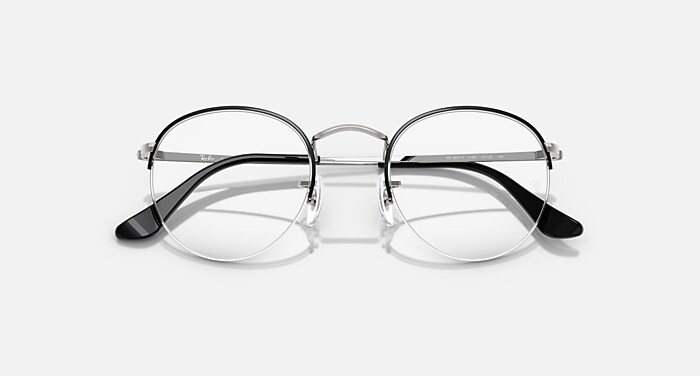 ROUND GAZE Eyeglasses with Black On Silver Frame - RB3947V | Ray