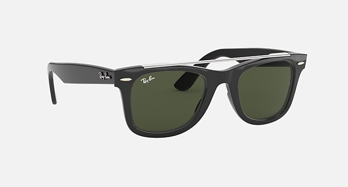 WAYFARER DOUBLE BRIDGE Sunglasses in Black and G-15 Green (52-22