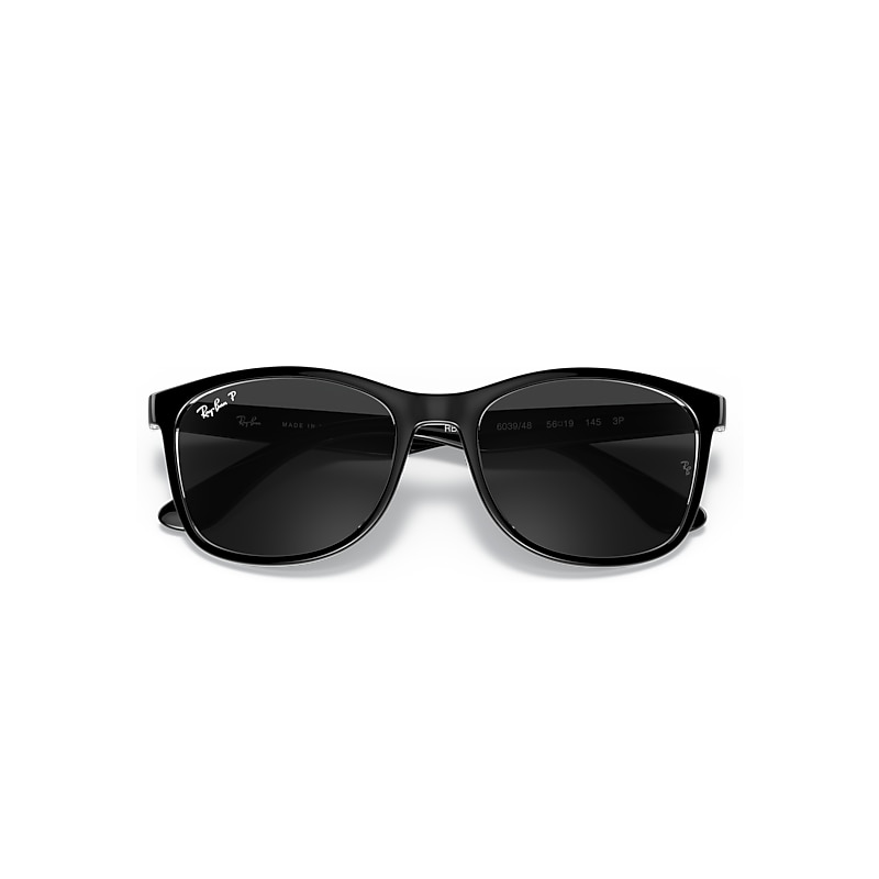RB4374 Sunglasses in Black On Transparent and Polarized Black