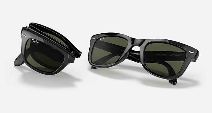 WAYFARER FOLDING CLASSIC Sunglasses in Black and G-15 Green 