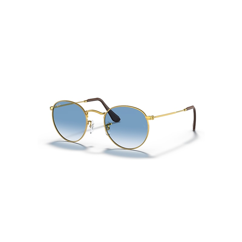 Ray-Ban Sunglasses Unisex Round Metal @collection - Gold Frame Blue Lenses 50-21