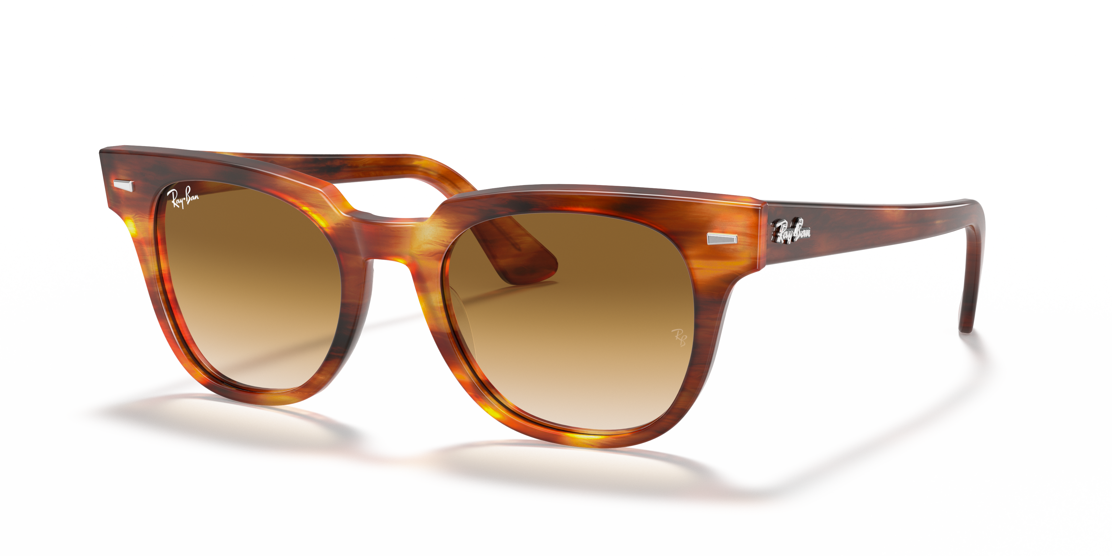 METEOR CLASSIC Sunglasses in Striped Havana and Light Brown