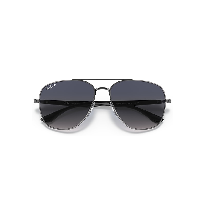 Ray-Ban Rb3683 Sunglasses Black Frame Blue Lenses Polarized 56-15