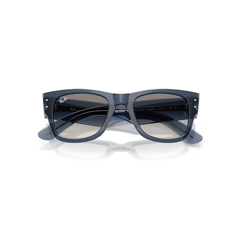 Ray-Ban Mega Wayfarer Sunglasses Transparent Dark Blue Frame Grey Lenses 51-21