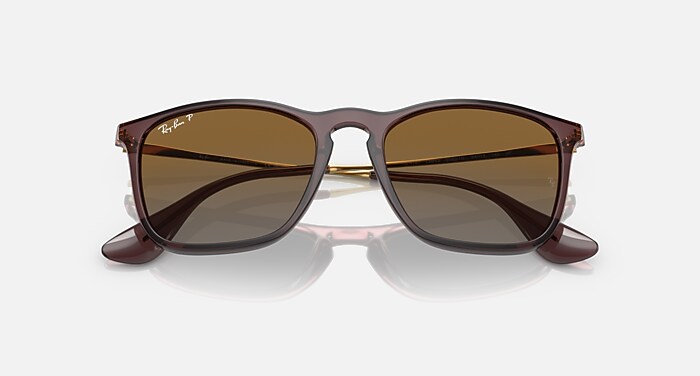 CHRIS Sunglasses in Transparent Brown and Brown Polarized - RB4187