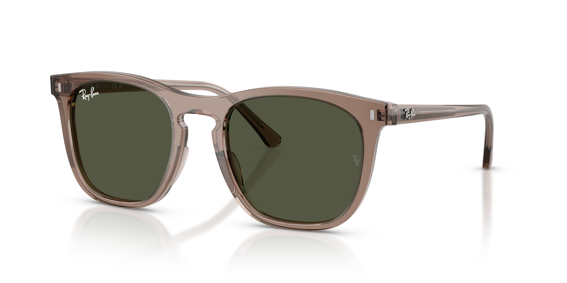 Ray-Ban Rb2210 Lunettes De Soleil - Monture Transparent Marron Clair Verres Vert 53-21