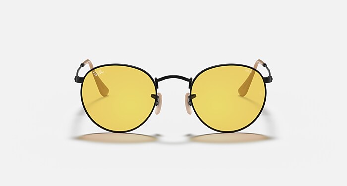 ROUND METAL Sunglasses in Black and Yellow Photochromic - RB3447