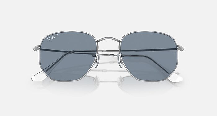 HEXAGONAL FLAT LENSES Sunglasses in Silver and Blue  display picture 3