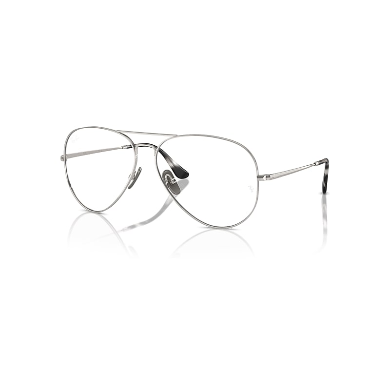 Ray-Ban Eyeglasses  Aviator Titanium Optics - Silver Frame Clear Lenses Polarized 58-14, RB8789