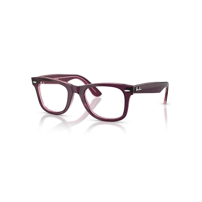 Ray-Ban Eyeglasses  Wayfarer Ease Optics - Violet On Transparent Pink Frame Clear Lenses Polarized 50-22, RB4340V