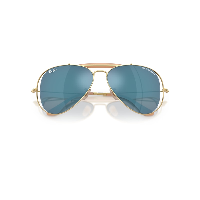 Ray-Ban The Outdoorsman By Dolce&gabbana Sunglasses Arista Gold Frame Blue Lenses 53-14