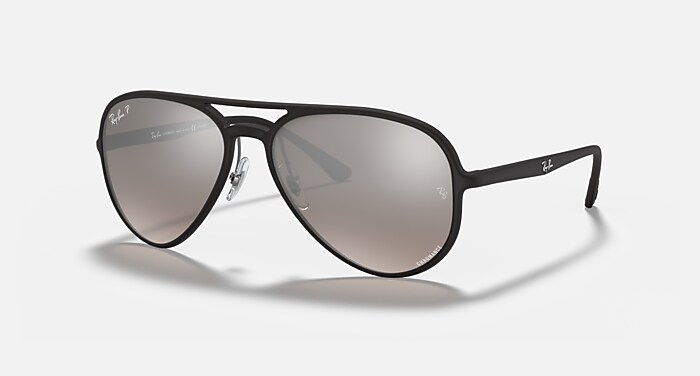 RB4320 POLARIZED+ LENSES Polarized Sunglasses in Black and Silver