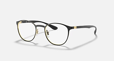 RB6355 OPTICS Polarized Eyeglasses with Black On Gold and Clear