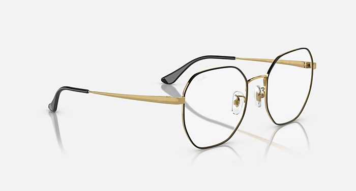 Ray-BanRB5344D 5855 マーブルブラック　リーディング+2.0 RB6482 OPTICS Eyeglasses with Black On Gold and Clear (55-20