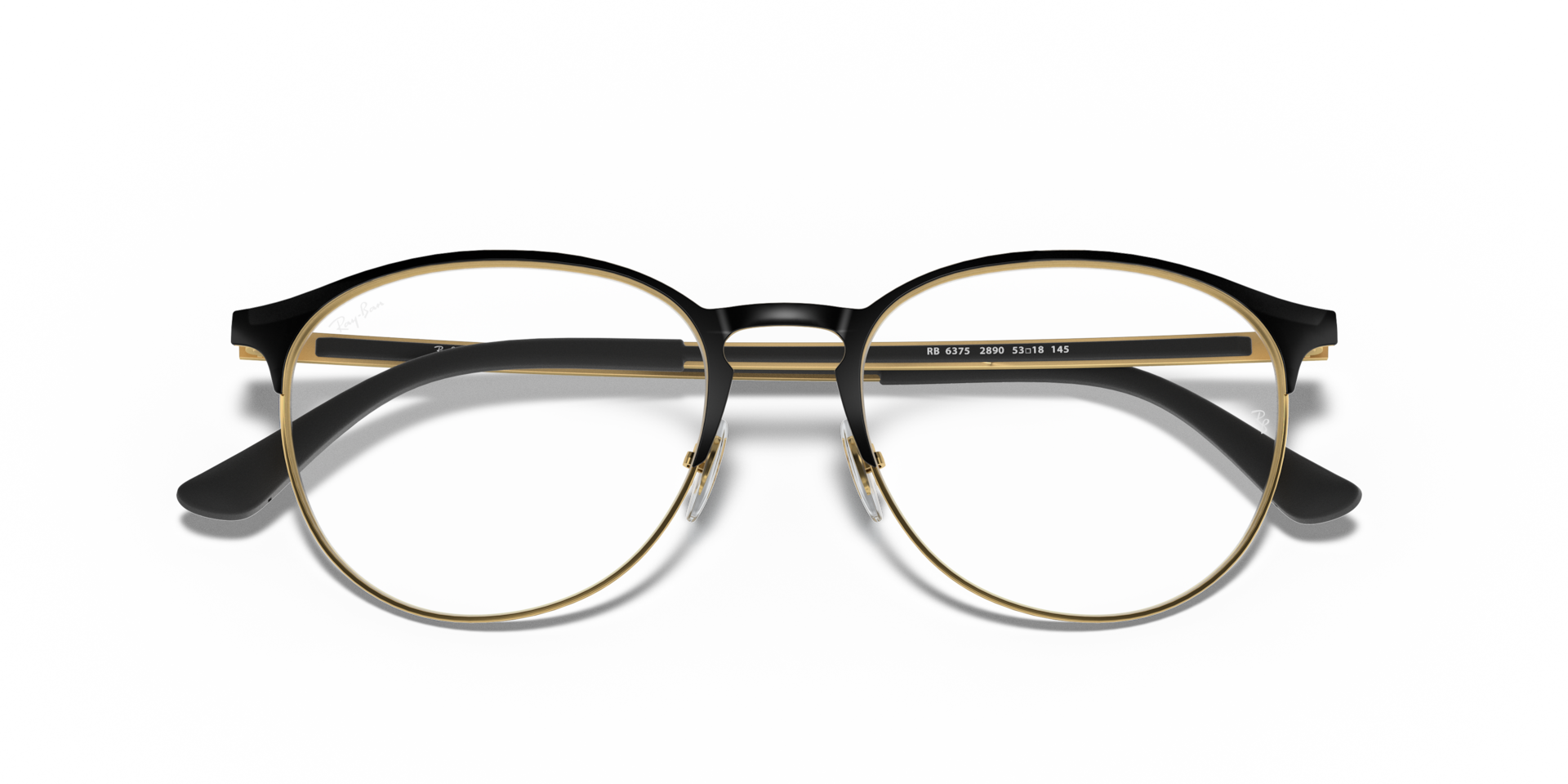 Ray-Ban Rb6375 Optics Eyeglasses Black On Gold Frame Clear Lenses Polarized 51-18 189$